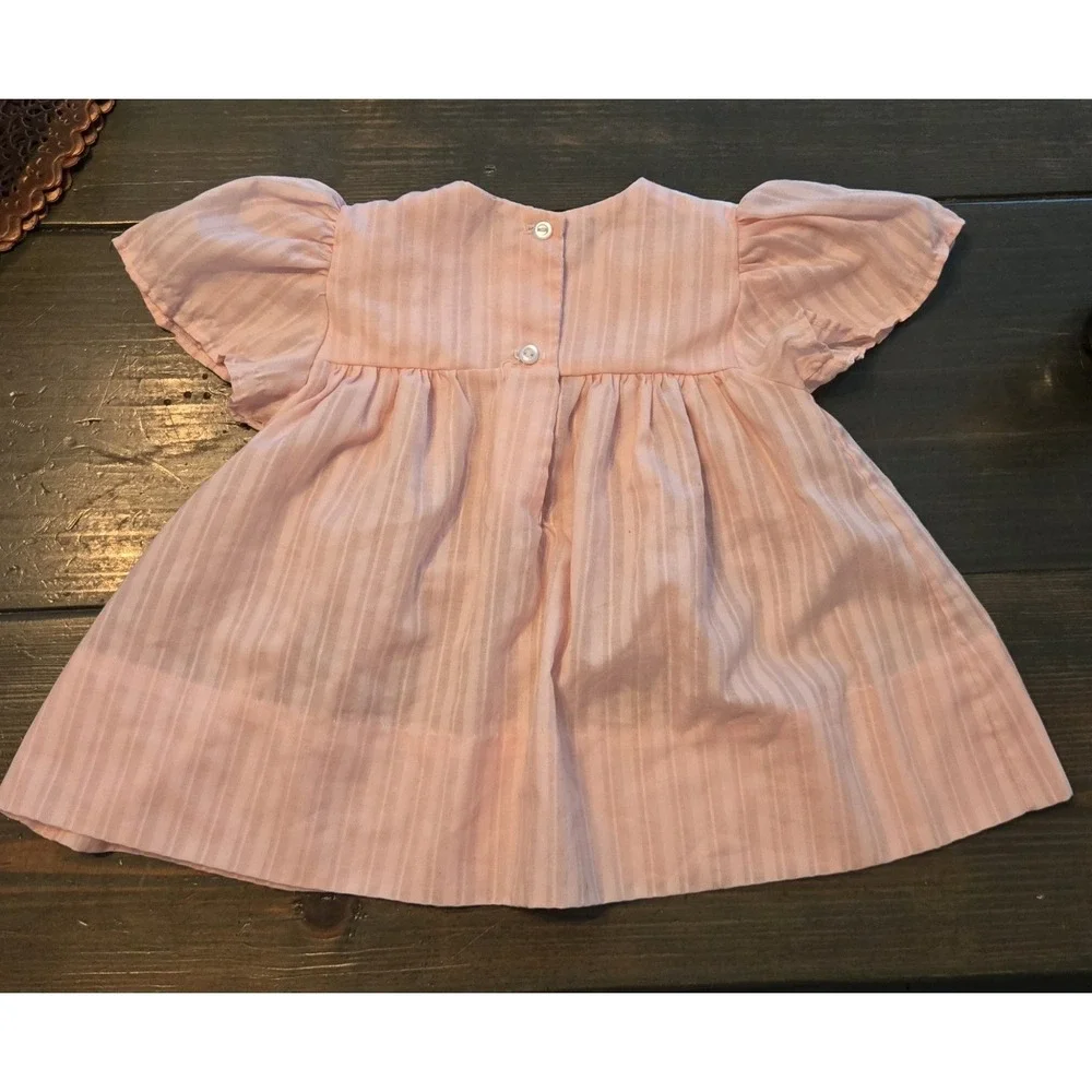 Vintage Alexis 6M Pink And‎ White Floral Embroidered Dress Baby Girl 70s 80s 90s